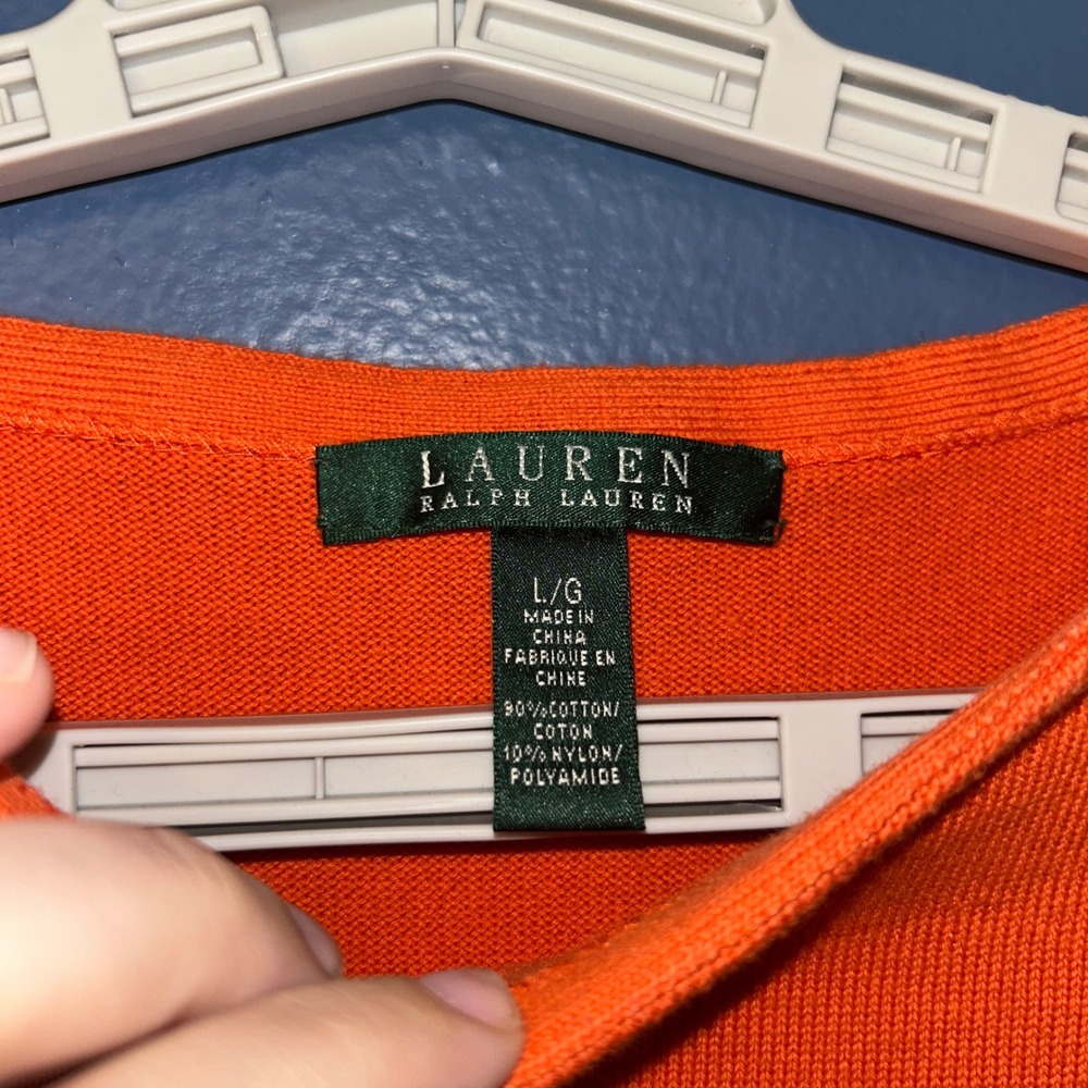 Lauren Ralph Lauren Striped Colorblock Knit Top Nautical Preppy Womens L Orange - Picture 3 of 7